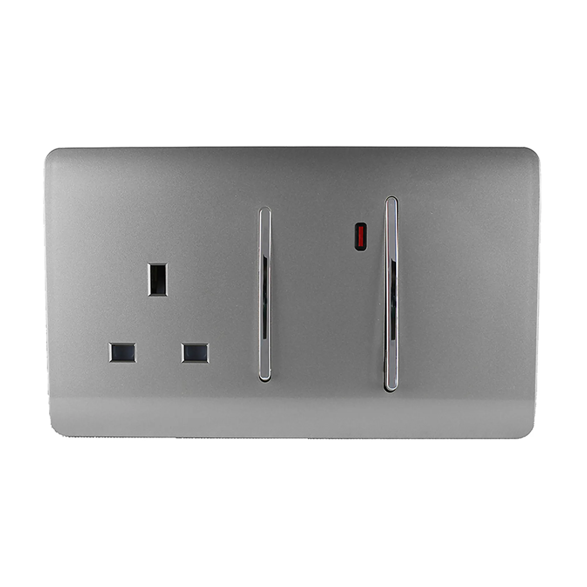 ART-WHS213LG  45A Double Pole Switch With Socket & Neon Light Grey